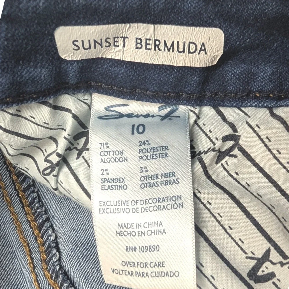 Seven7 Sunset Bermuda Denim Shorts Womens 10 Dark Wash Blue Stretch Mid Rise